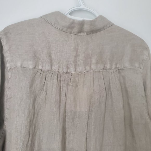 New TAHARI 100% Linen Blouse Women's Plus Size 1X Ruffle Neutral Flowy Loose Fit - Picture 8 of 10